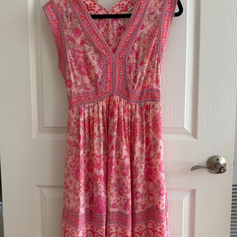 Rebecca Taylor Floral Dress Pink Silk Boho Size 2